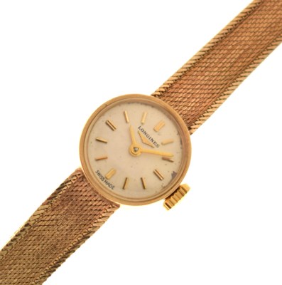 Lot 207 - Longines - Lady's 9ct gold bracelet watch
