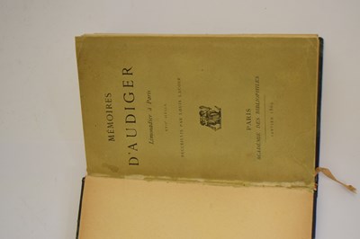 Lot 'L'Art du Limonadier', first edition 1804, and 'Mémoires D'Audiger', first edition 1869