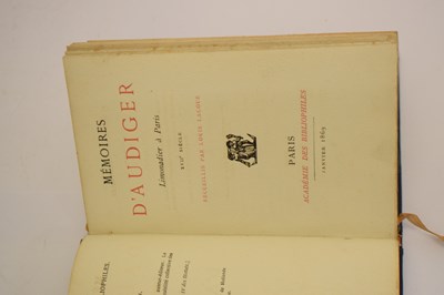 Lot 'L'Art du Limonadier', first edition 1804, and 'Mémoires D'Audiger', first edition 1869