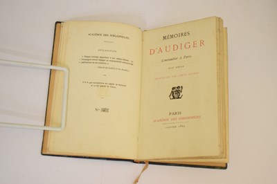 Lot 'L'Art du Limonadier', first edition 1804, and 'Mémoires D'Audiger', first edition 1869