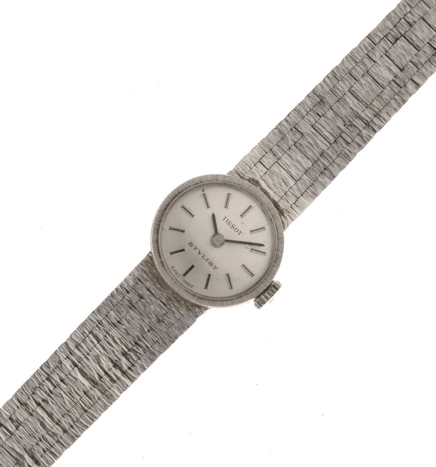 Lot Tissot - Lady's Stylist 9ct white gold bracelet watch, ref. 76055