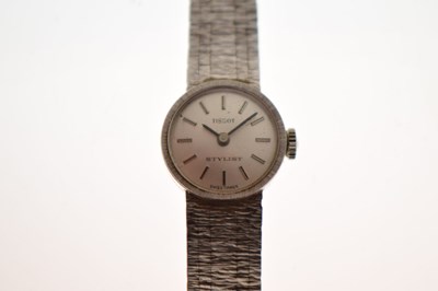 Lot Tissot - Lady's Stylist 9ct white gold bracelet watch, ref. 76055