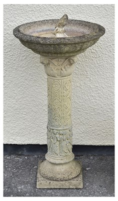 Lot 818 - Composition stone two-piece garden bird bath