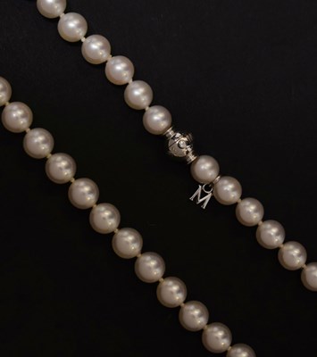 Lot 115 - Mikimoto cultured pearl necklace with 18ct gold clasp