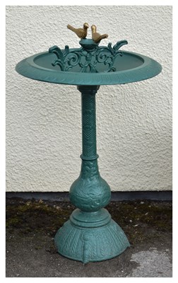 Lot 825 - 20th century green painted cast iron bird bath