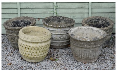 Lot 829 - Five composition stone garden planters