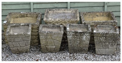Lot 830 - Group of seven composition stone garden planters