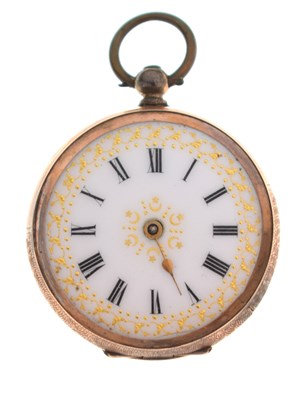 Lot 214 - Early 20th century 9ct yellow metal cased open face fob watch