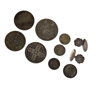 Lot 323 - Quantity of GB silver coinage, together with a pair of silver cufflinks