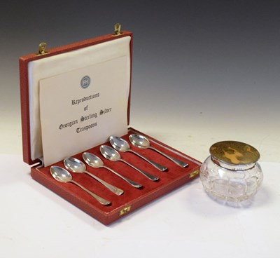 Lot 119 - Boxed silver spoons and tortoiseshell lidded jar