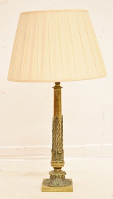 Lot 303 - Late 19th / early 20th century cast brass acanthus lamp