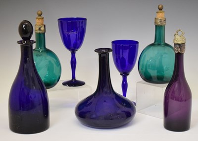 Lot 385 - Group of 19th century and later coloured table glass etc