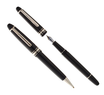 Lot 380 - Montblanc Classique fountain pen and a Montblanc rollerball pen in platinum-coated finish