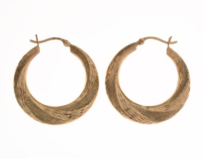 Lot 153 - Pair of 9ct gold hoop earrings