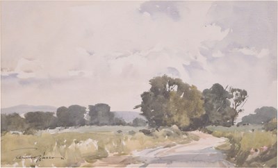 Lot 461 - Edward Wesson, RSMA RBA (1910-1983) - Watercolour - 'Near Brightstone, Isle of Wight'