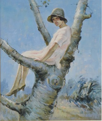 Lot 453 - After Lancelot Percival Roberts (1883-1950) - Oil on canvas - 'The Pink Dress'