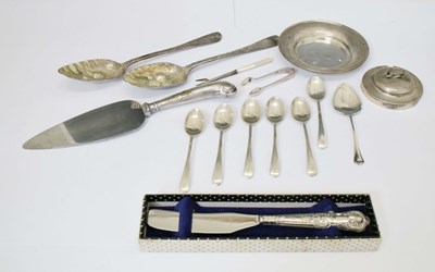 Lot 116 - Collection of silver and silver-mounted flatware and servers