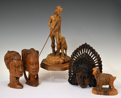 Lot 229 - Group of carved wooden tribal figural and other ornaments