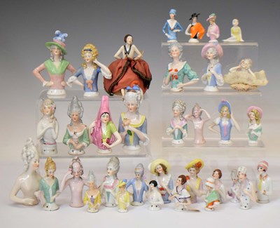 Lot 381 - Large collection of porcelain 'crinoline ladies' / 'pin dolls' figures