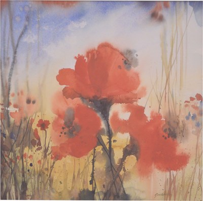 Lot 471 - David Graham RBA ARCA PS - Watercolour - Poppies