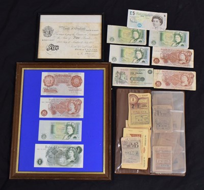 Lot 171 - Bank of England white £5 banknote, etc