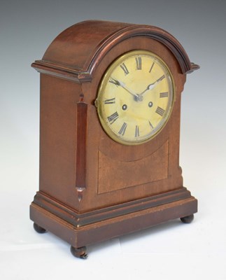 Lot 531 - Gustav Becker - German walnut and mahogany two-train mantel or bracket clock, circa 1900