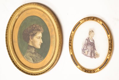 Lot 455 - Early 20th century side profile oval portrait of a lady