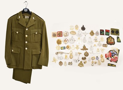 Lot 473 - British Army uniform and quantity of cap badges