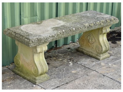 Lot 817 - Composition stone two seater garden seat / bench