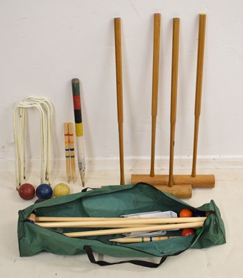 Lot 598 - Vintage Jaques, London croquet set, together with a modern croquet set