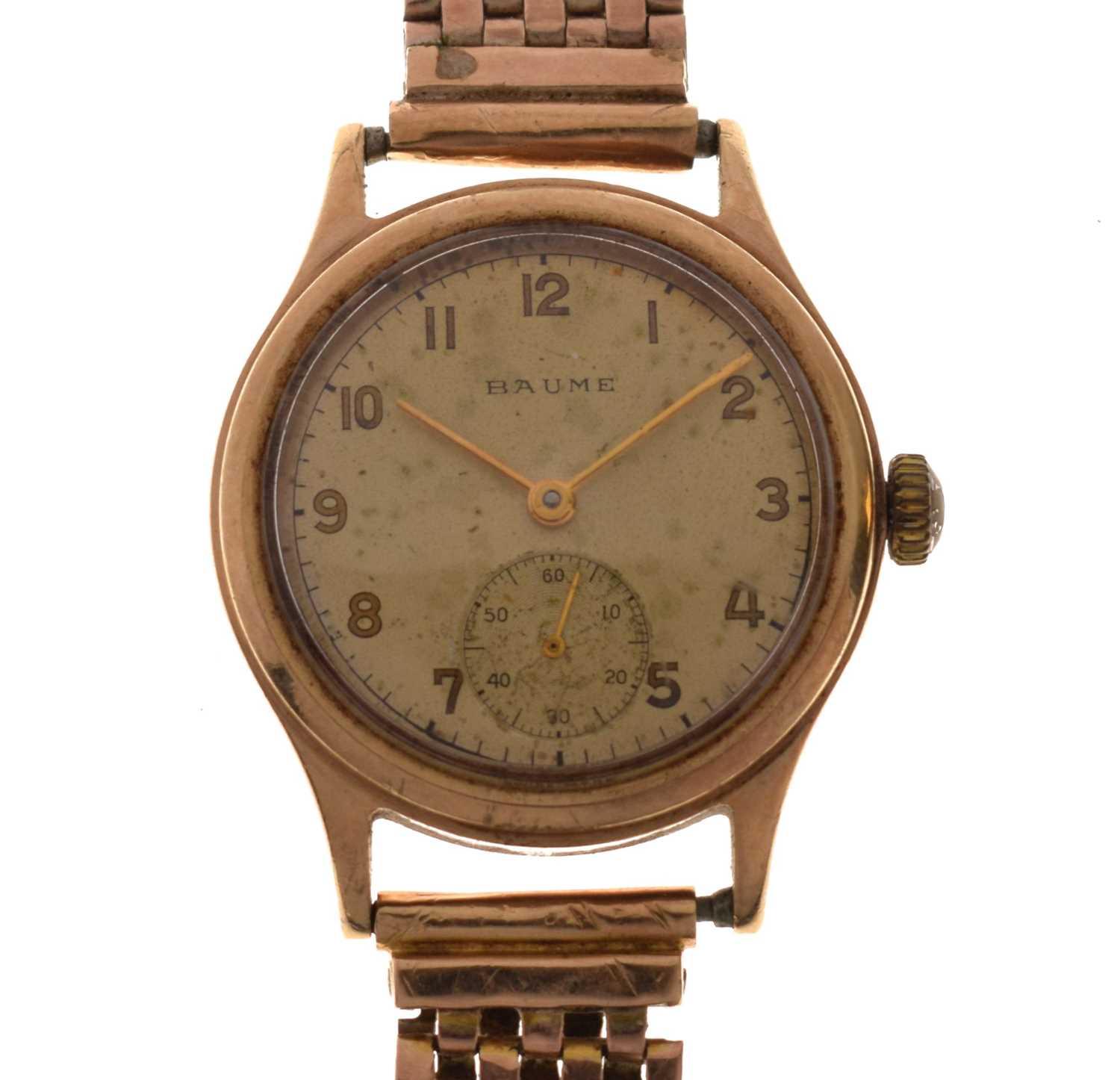 Lot Baume - 1950s 9ct gold cased bracelet watch