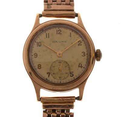 Lot Baume - 1950s 9ct gold cased bracelet watch