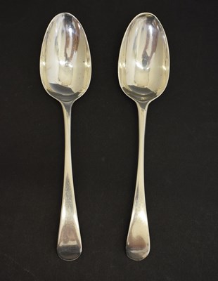 Lot 112 - Pair of George III Old English pattern silver tablespoons