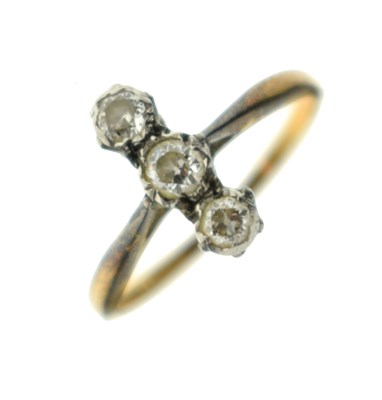 Lot 2 - Diamond three stone yellow and white metal ring