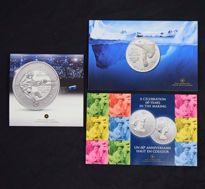 Lot 157 - Three fine silver proof Canadian twenty-dollar coins