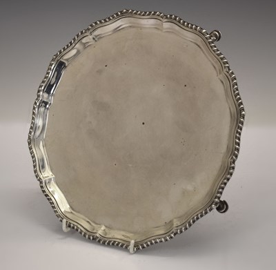 Lot George V silver salver with gadroon border