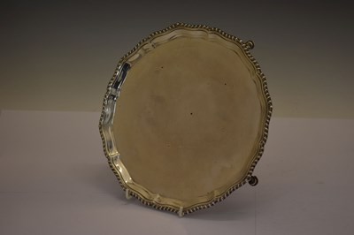 Lot George V silver salver with gadroon border