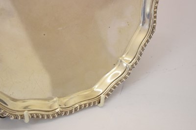 Lot George V silver salver with gadroon border