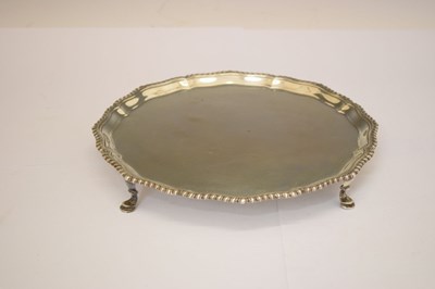 Lot George V silver salver with gadroon border