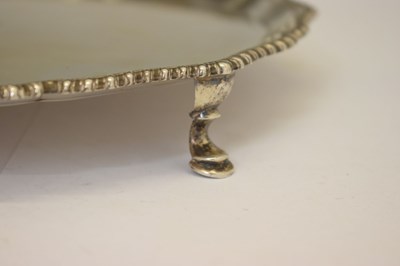 Lot George V silver salver with gadroon border
