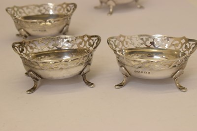 Lot Set of four George V silver bonbon dishes
