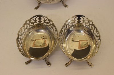 Lot Set of four George V silver bonbon dishes
