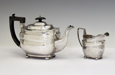 Lot George V silver teapot and cream jug