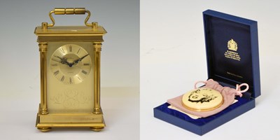 Lot 199 - Bentima quartz carriage clock and Halcyon Days enamel 'Marilyn Monroe' mirror