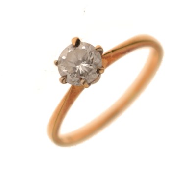 Lot 1 - Diamond solitaire 18ct gold ring