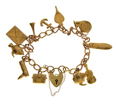 Lot 37 - 9ct gold charm bracelet