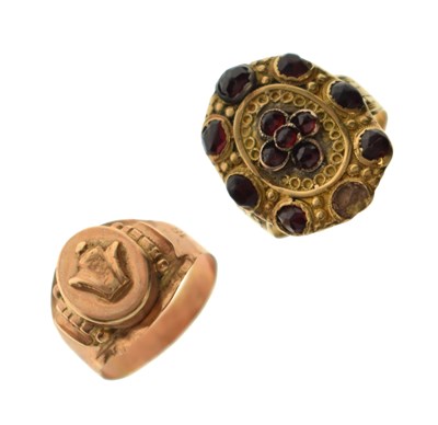 Lot 19 - Two antique yellow metal rings