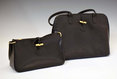 Lot 201 - Longchamp - Two 'Roseau' black leather handbags