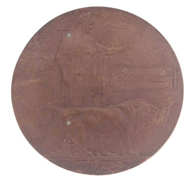 Lot 285 - First World War Memorial Plaque to Charles Green