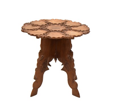 Lot 413 - Dated 1940s Indian Kashmiri carved hardwood occasional table